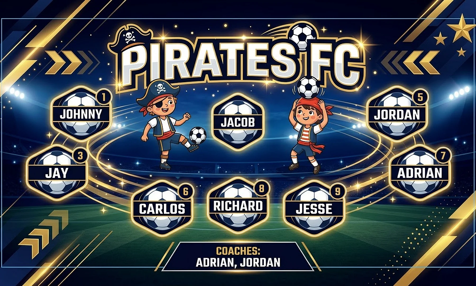 Pirates FC soccer team banner created with AI