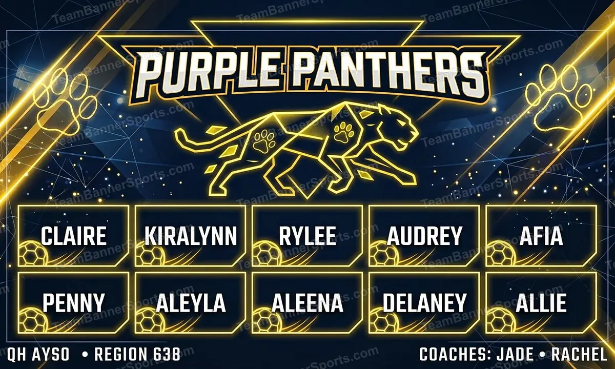 Purple Panthers soccer team banner created with AI