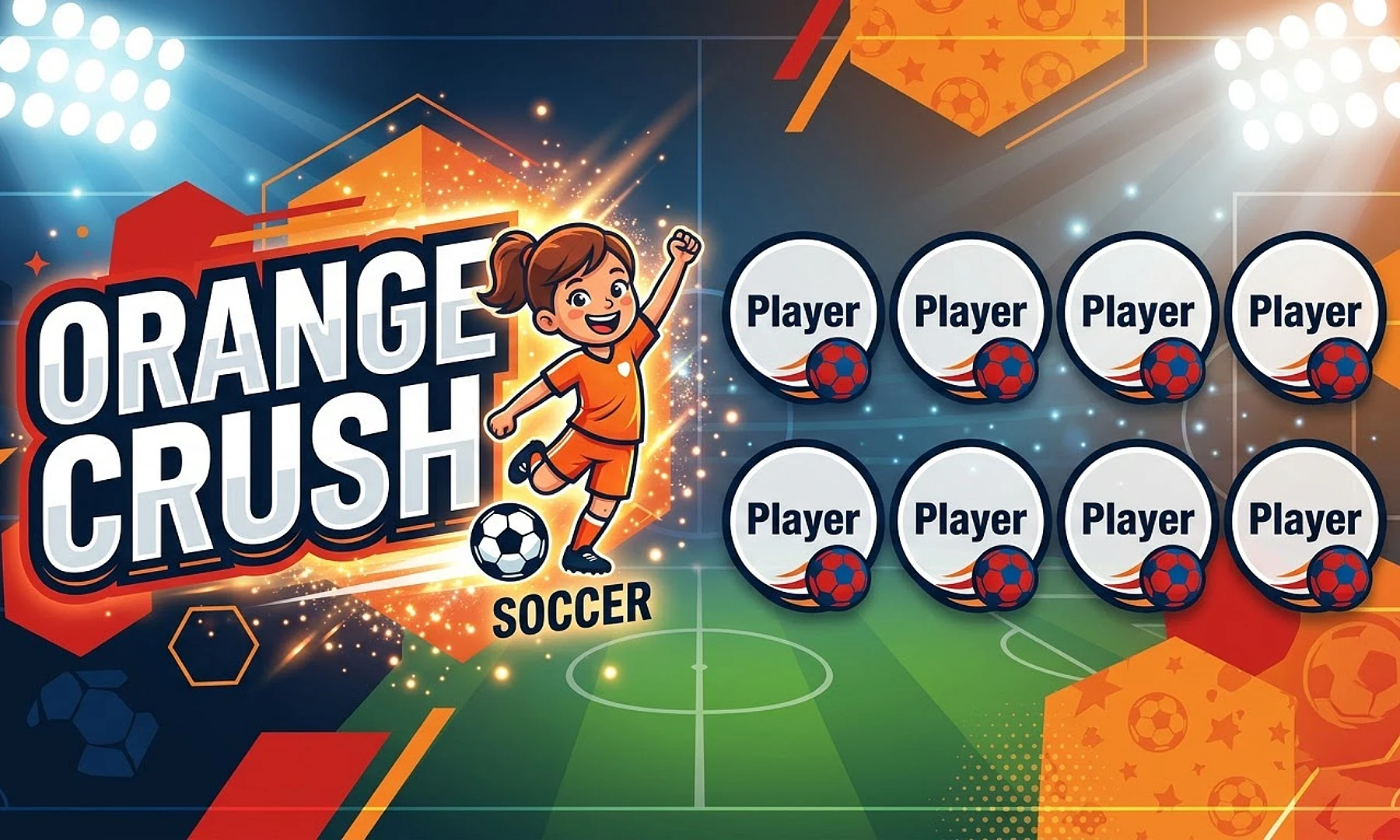 ORANGE CRUSH soccer team banner created with AI