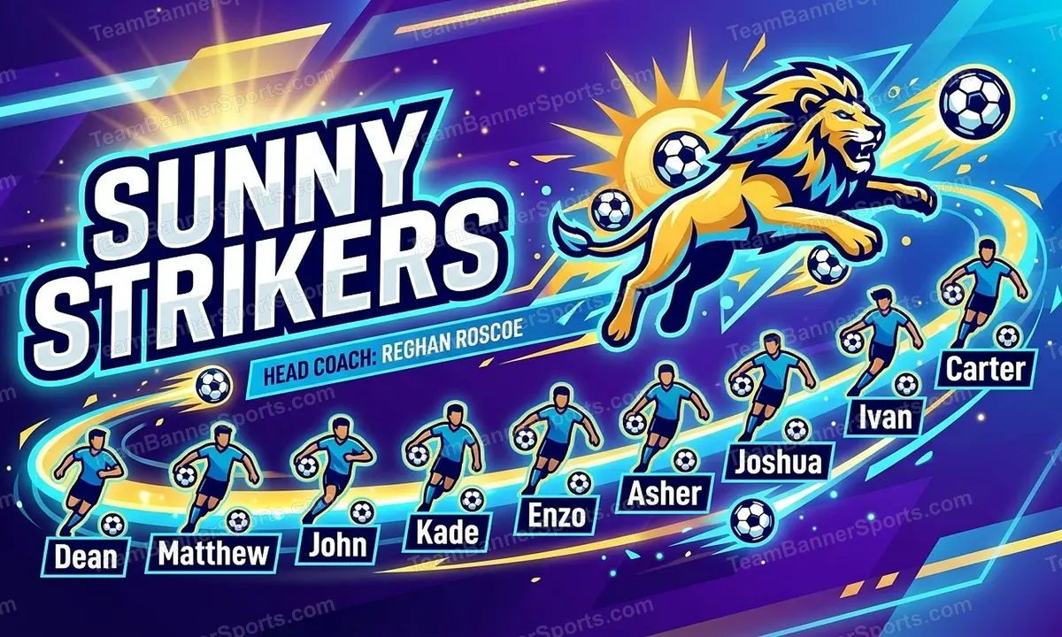 Sunny Strikers soccer team banner created with AI