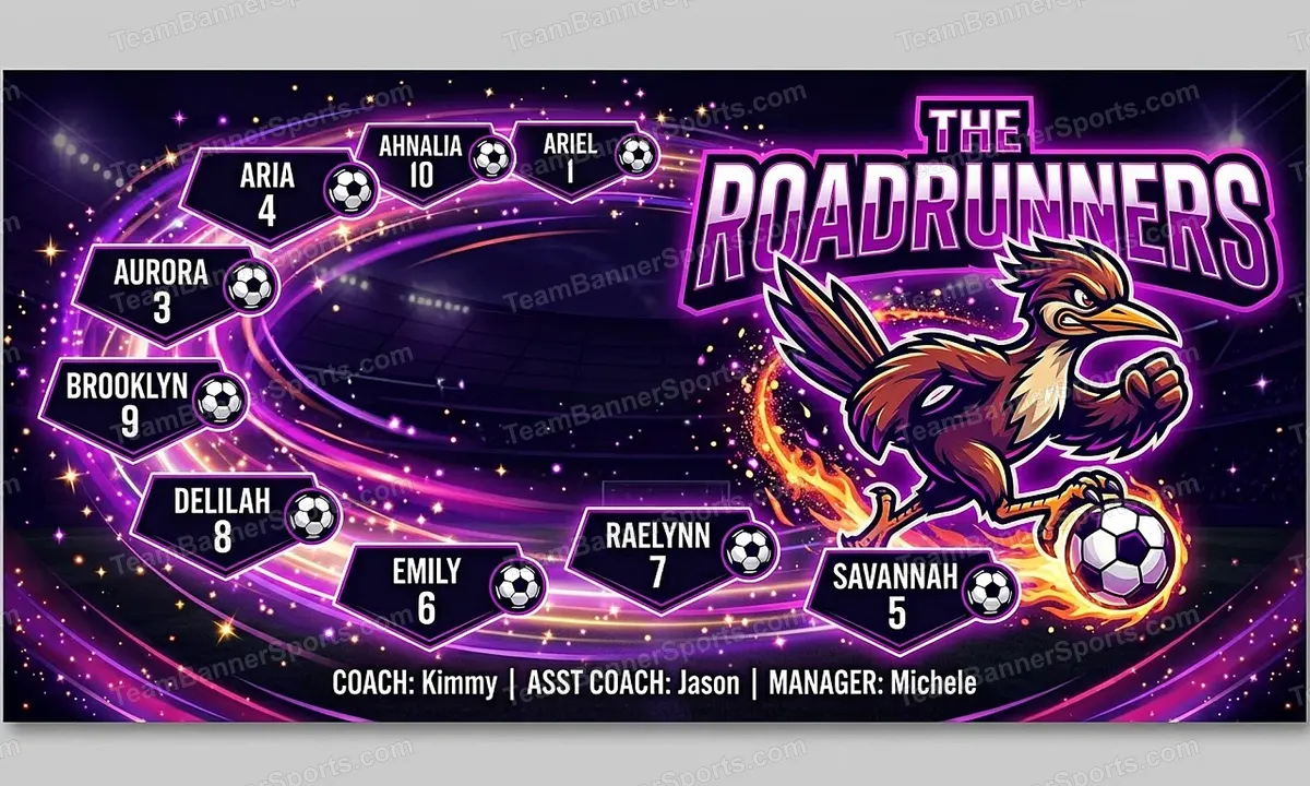 The Roadrunners soccer team banner created with AI