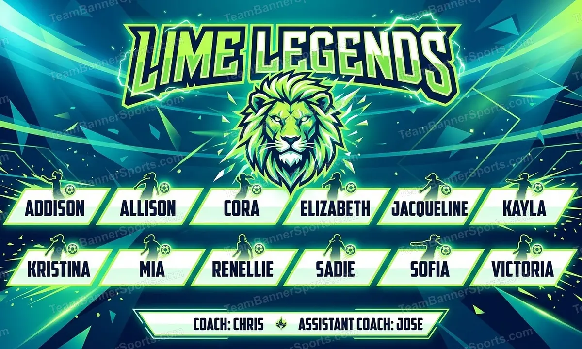 Lime Legends soccer team banner created with AI