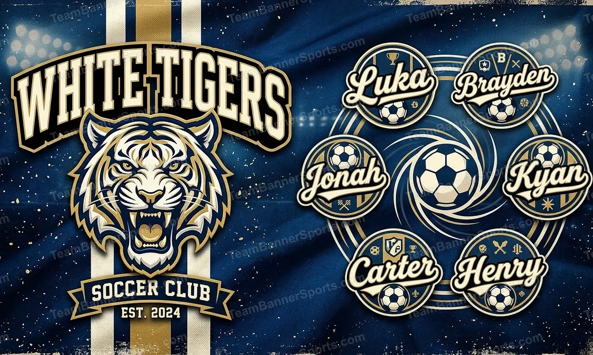 White Tigers soccer team banner created with AI