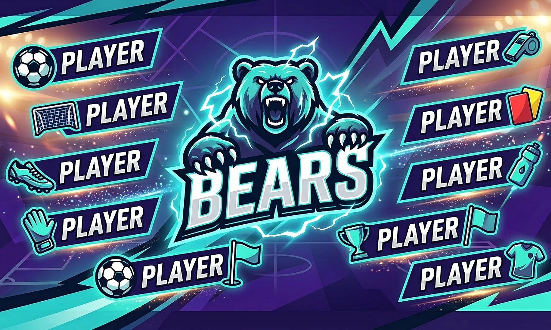 Bears soccer team banner created with AI