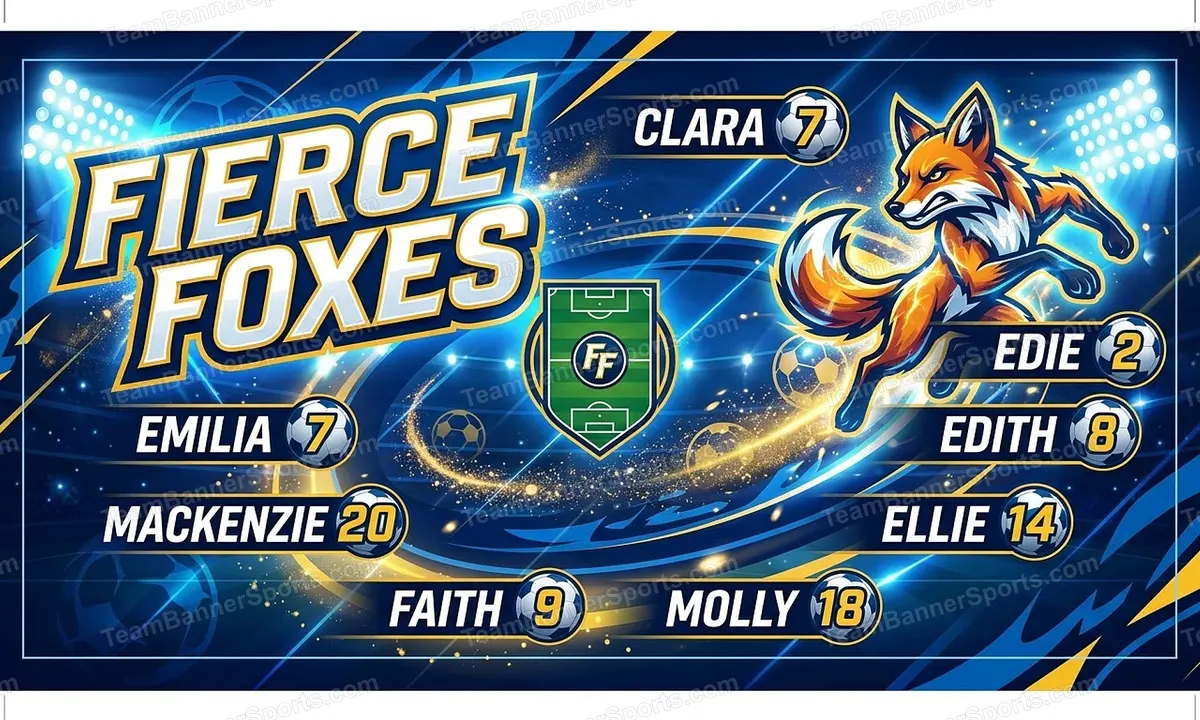 Fierce Foxes soccer team banner created with AI