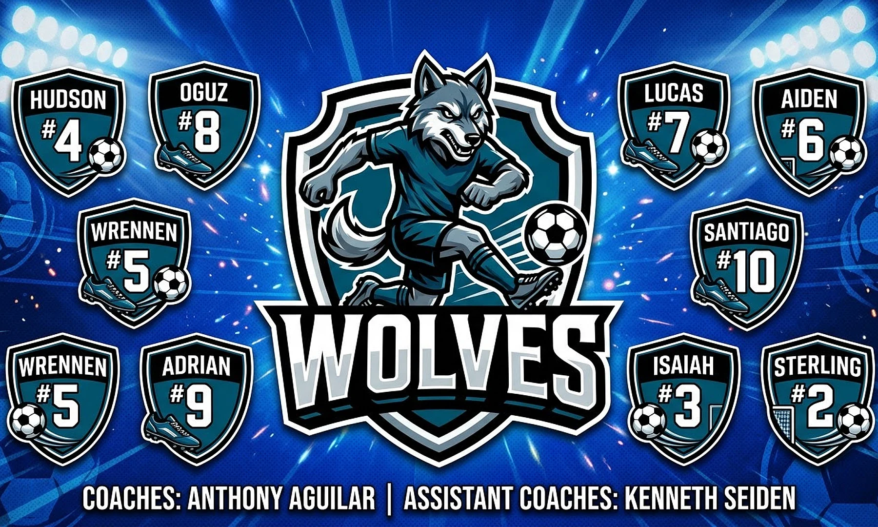 WOLVES soccer team banner created with AI