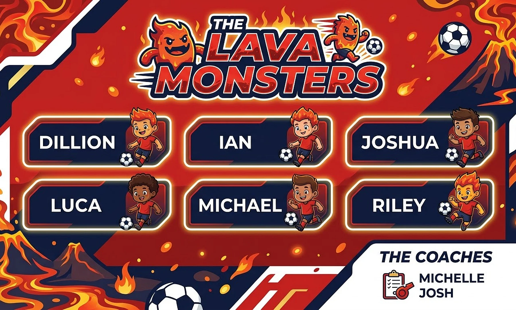 The Lava Monsters soccer team banner created with AI