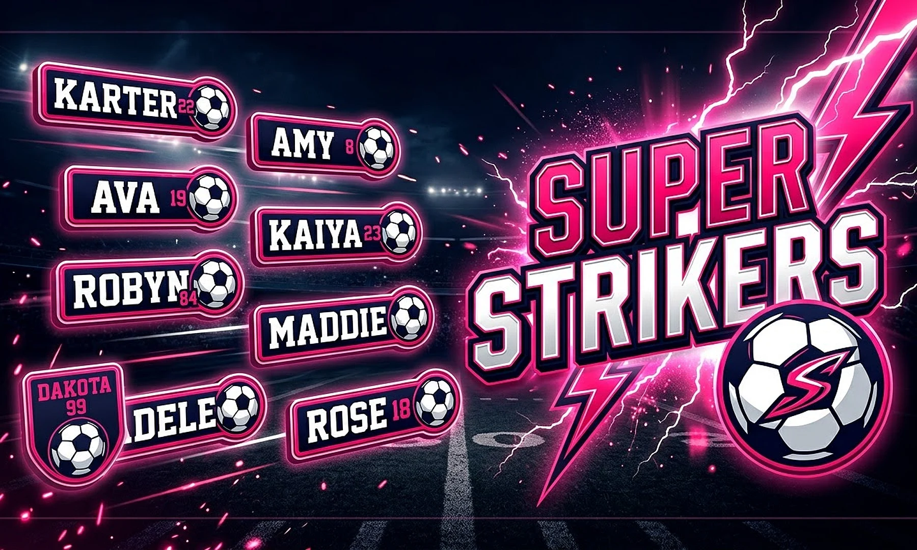 Super Strikers soccer team banner created with AI