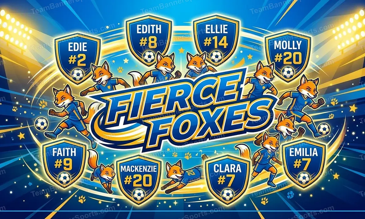 Fierce Foxes soccer team banner created with AI
