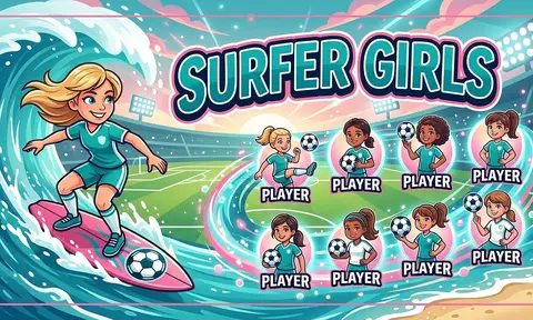 Surfer Girls Soccer AI image template