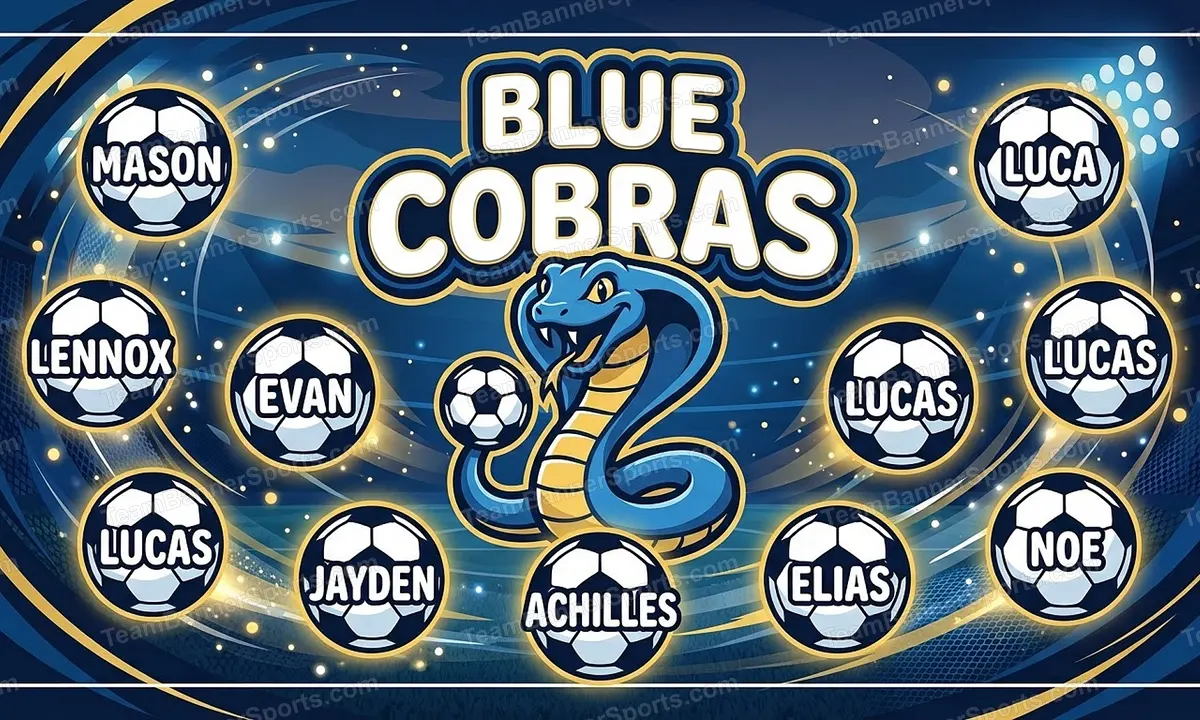 Blue Cobras soccer team banner created with AI