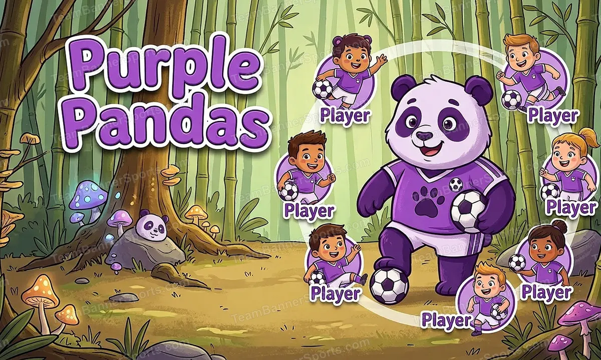 Purple Pandas soccer team banner created with AI