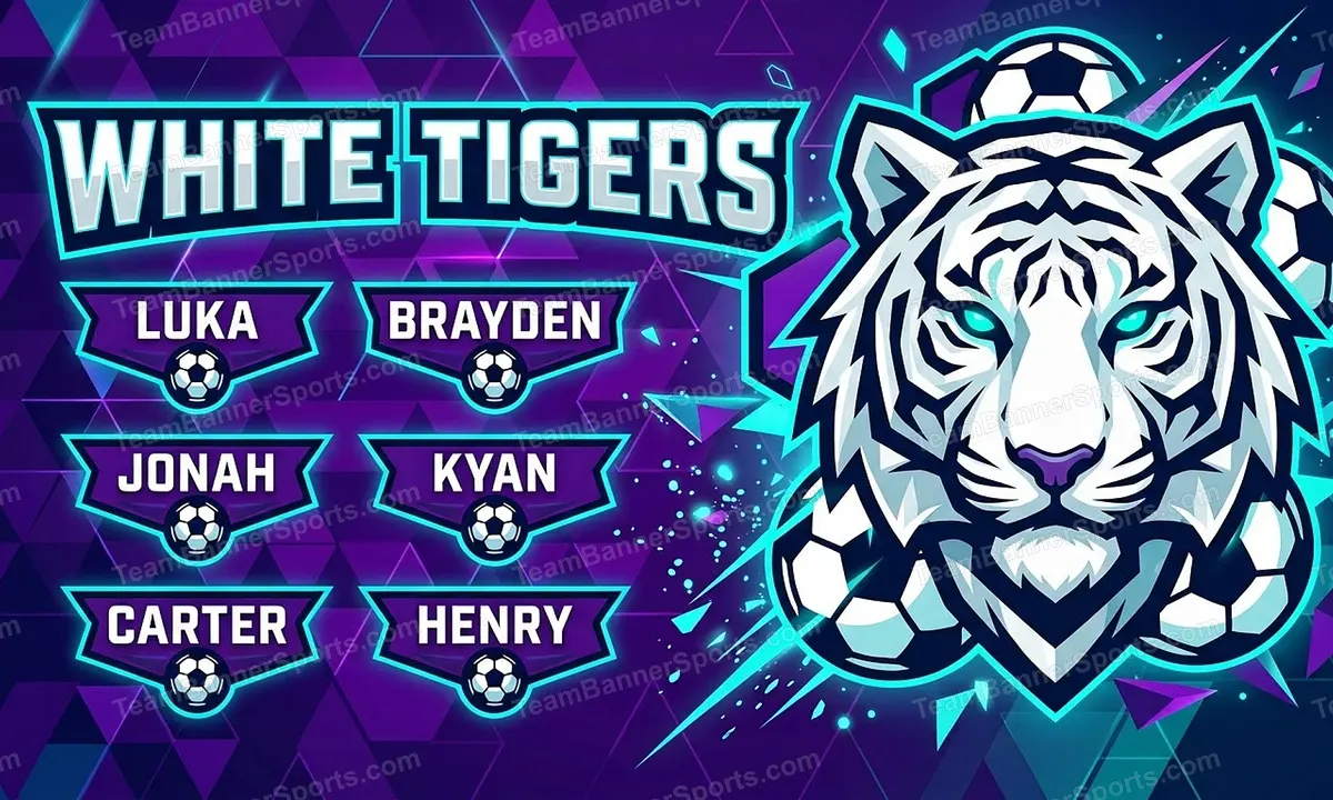 White Tigers soccer team banner created with AI