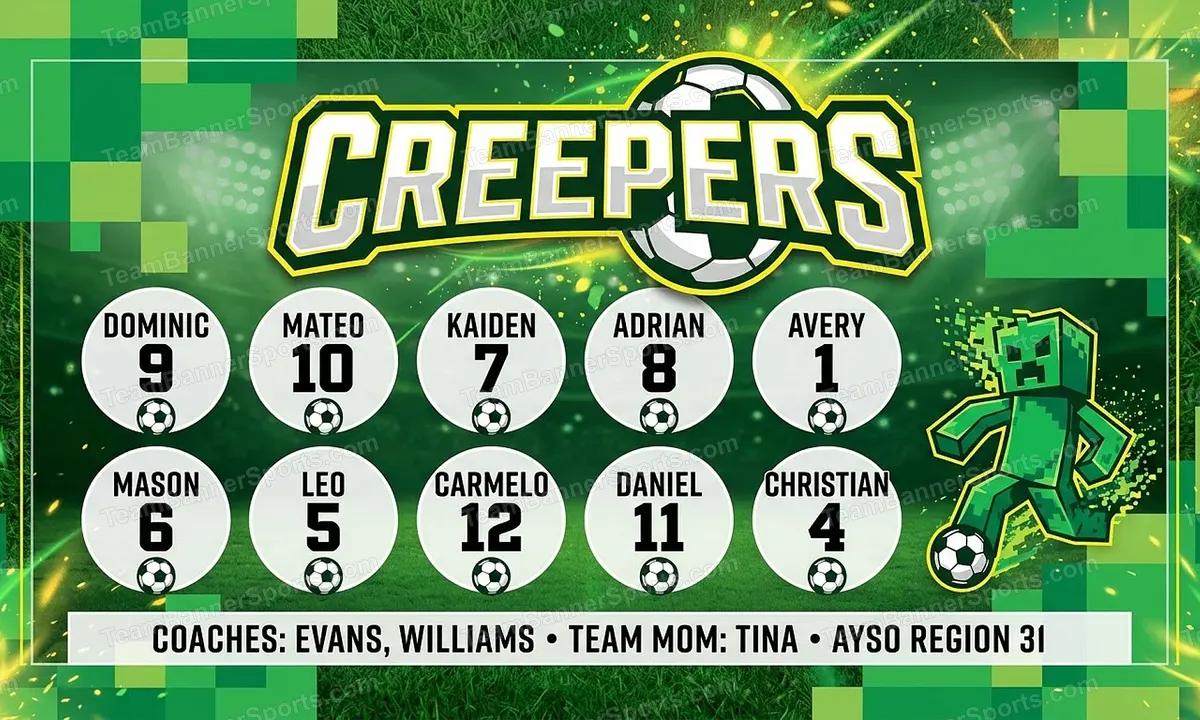 Creepers soccer team banner created with AI