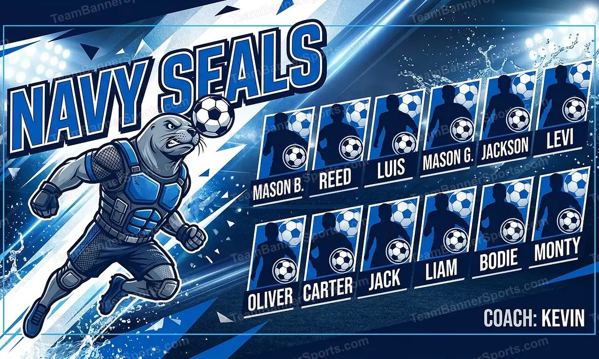 Navy Seals soccer team banner created with AI