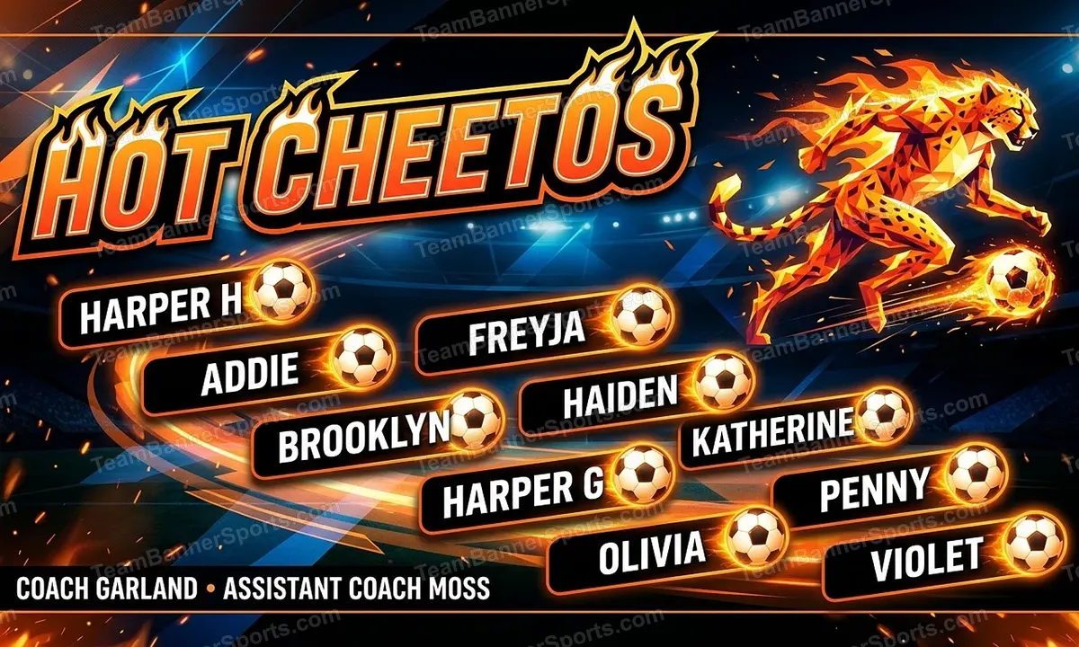 Hot Cheetos soccer team banner created with AI