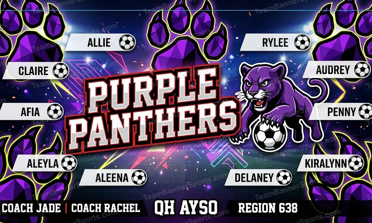 Purple Panthers soccer team banner created with AI