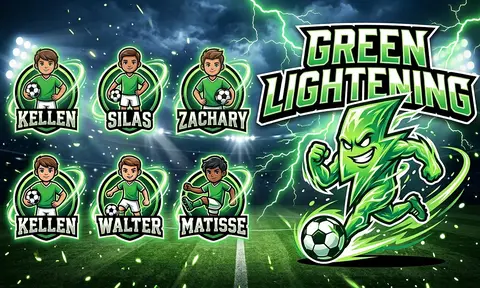Green Lightening Soccer AI image template