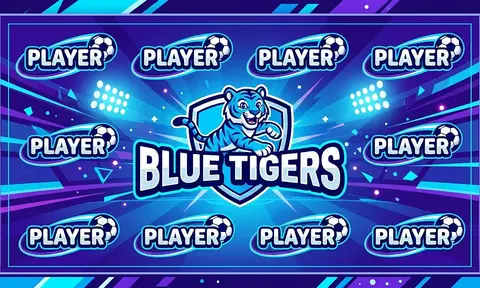 Blue Tigers Soccer AI image template