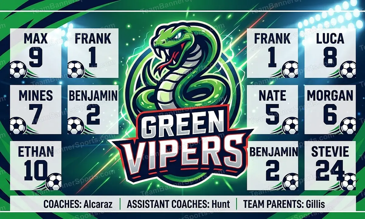 Green vipers soccer team banner created with AI