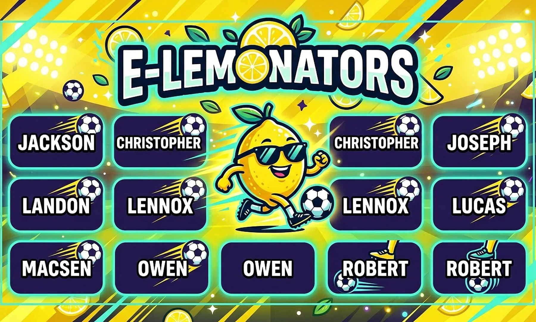 E-lemonators soccer team banner created with AI