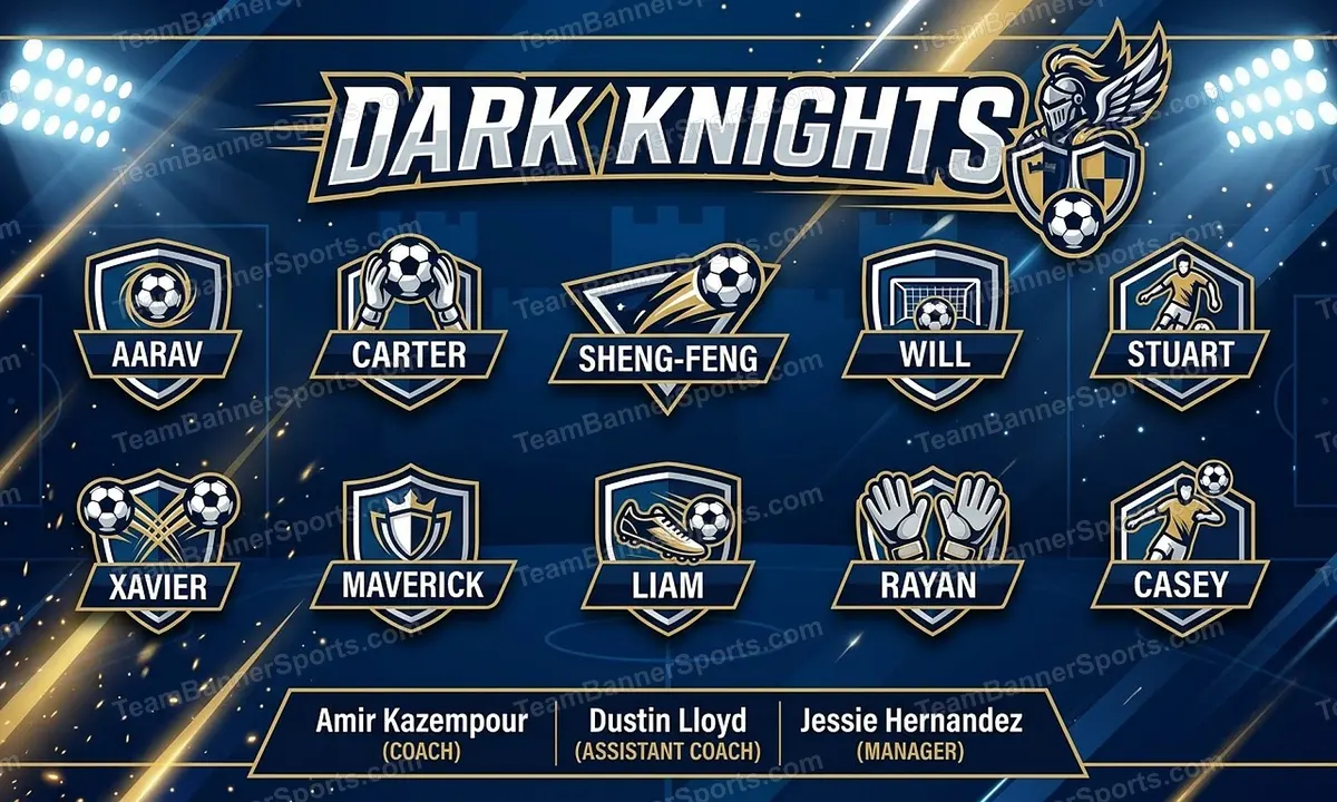 Dark Knights soccer team banner created with AI