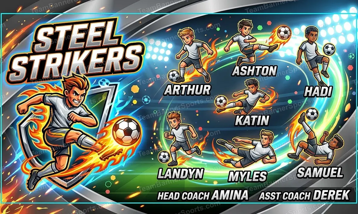 Steel Strikers soccer team banner created with AI