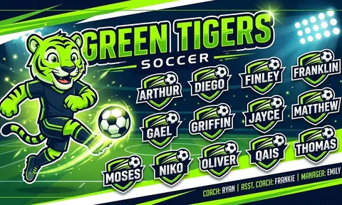 Green Tigers Soccer AI image template