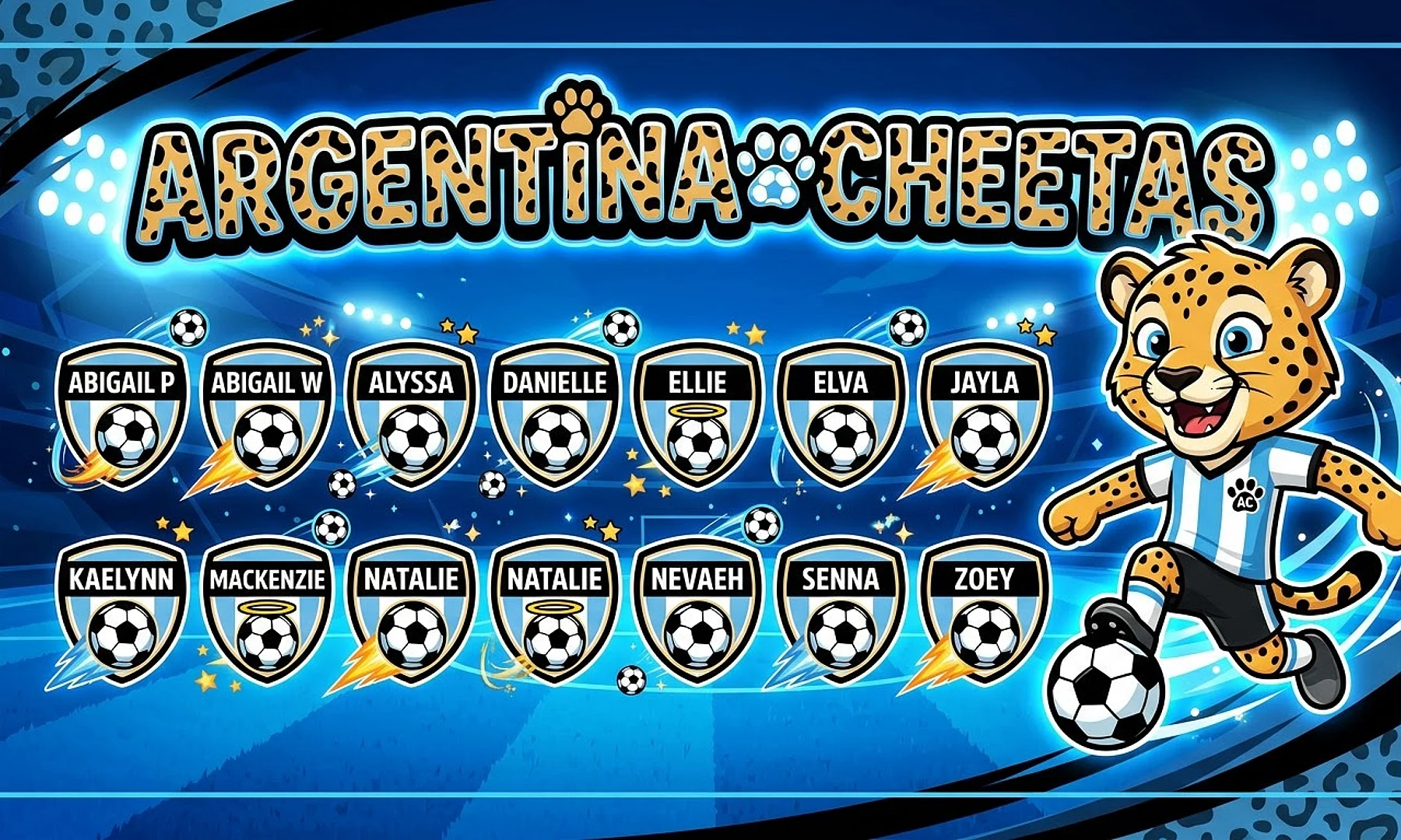 Argentina Cheetas soccer team banner created with AI