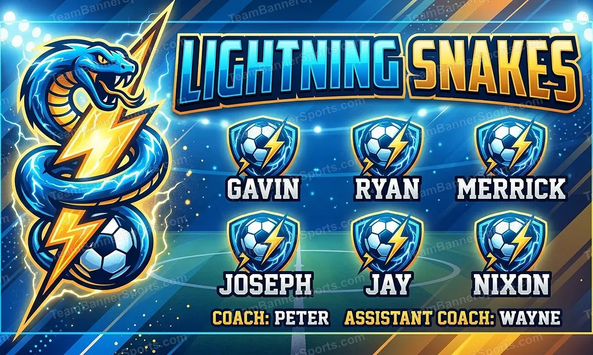Lightning Snakes soccer team banner created with AI