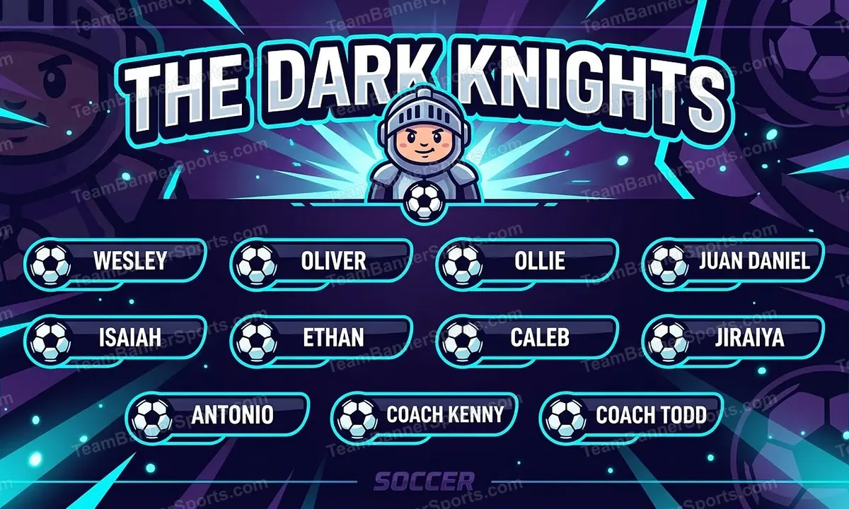 The Dark Knights soccer team banner created with AI