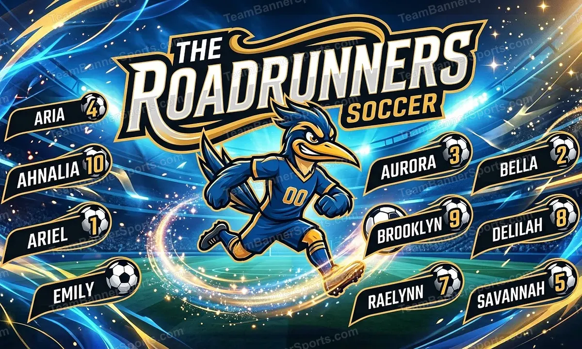 The Roadrunners soccer team banner created with AI