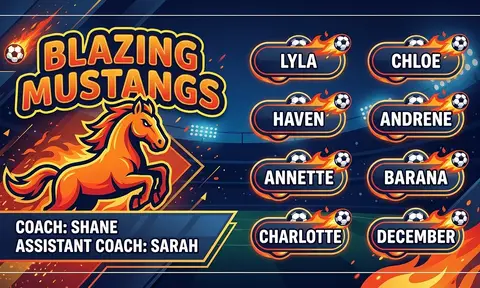 Blazing Mustangs Soccer AI image template