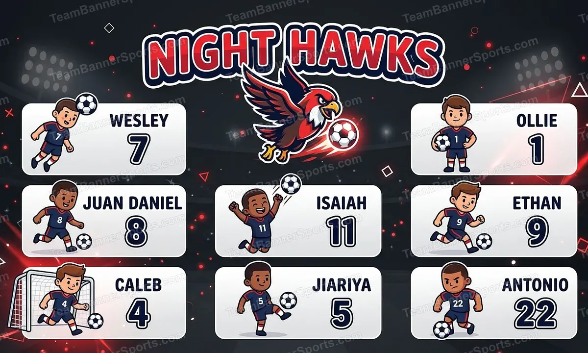 Night Hawks soccer team banner created with AI