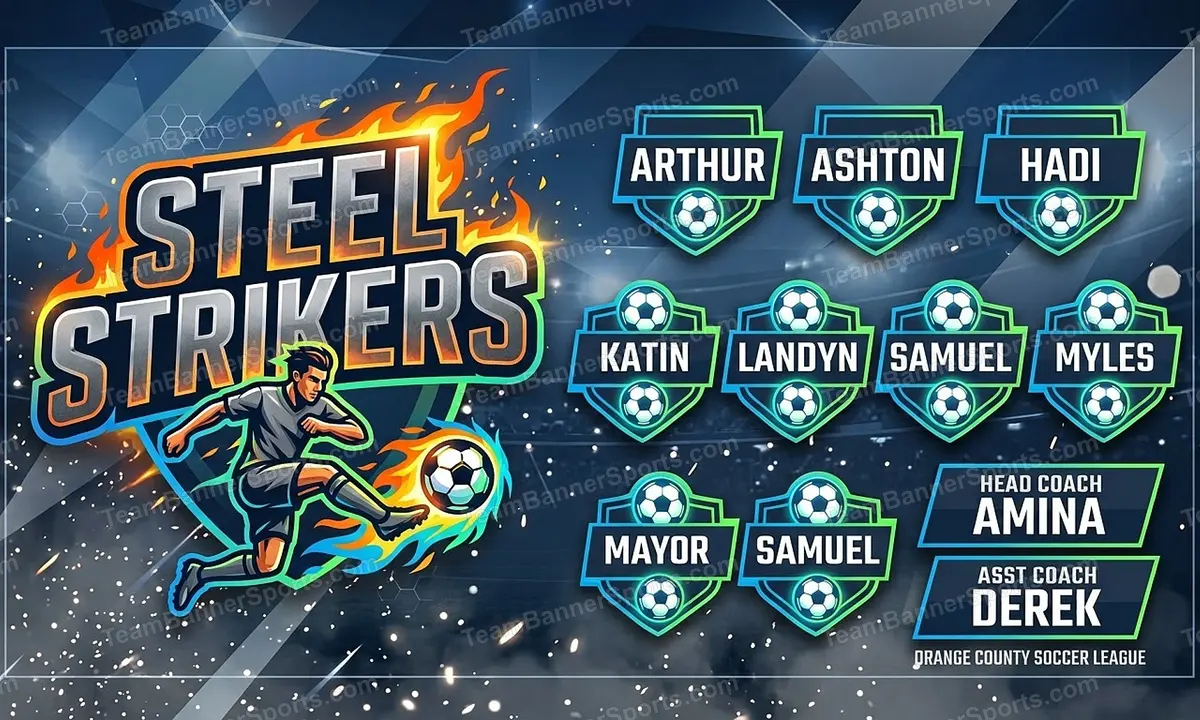 Steel Strikers soccer team banner created with AI