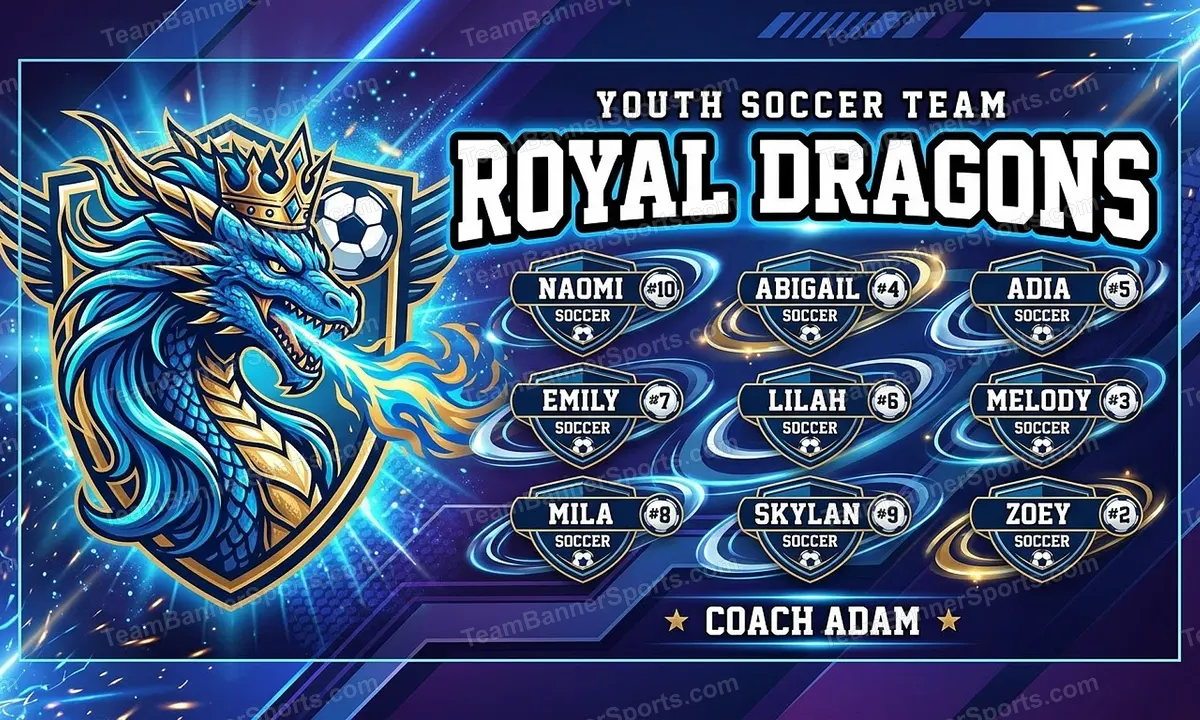 Royal Dragons soccer team banner created with AI