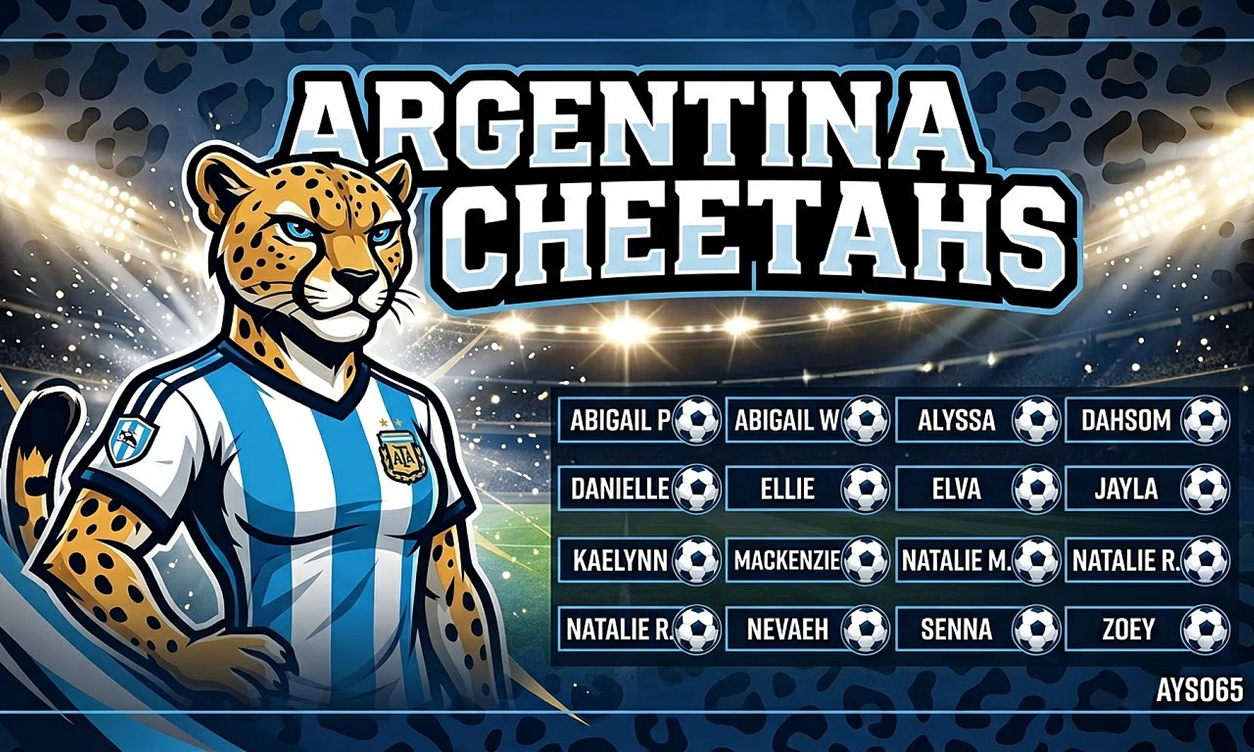Argentina Cheetahs soccer team banner created with AI