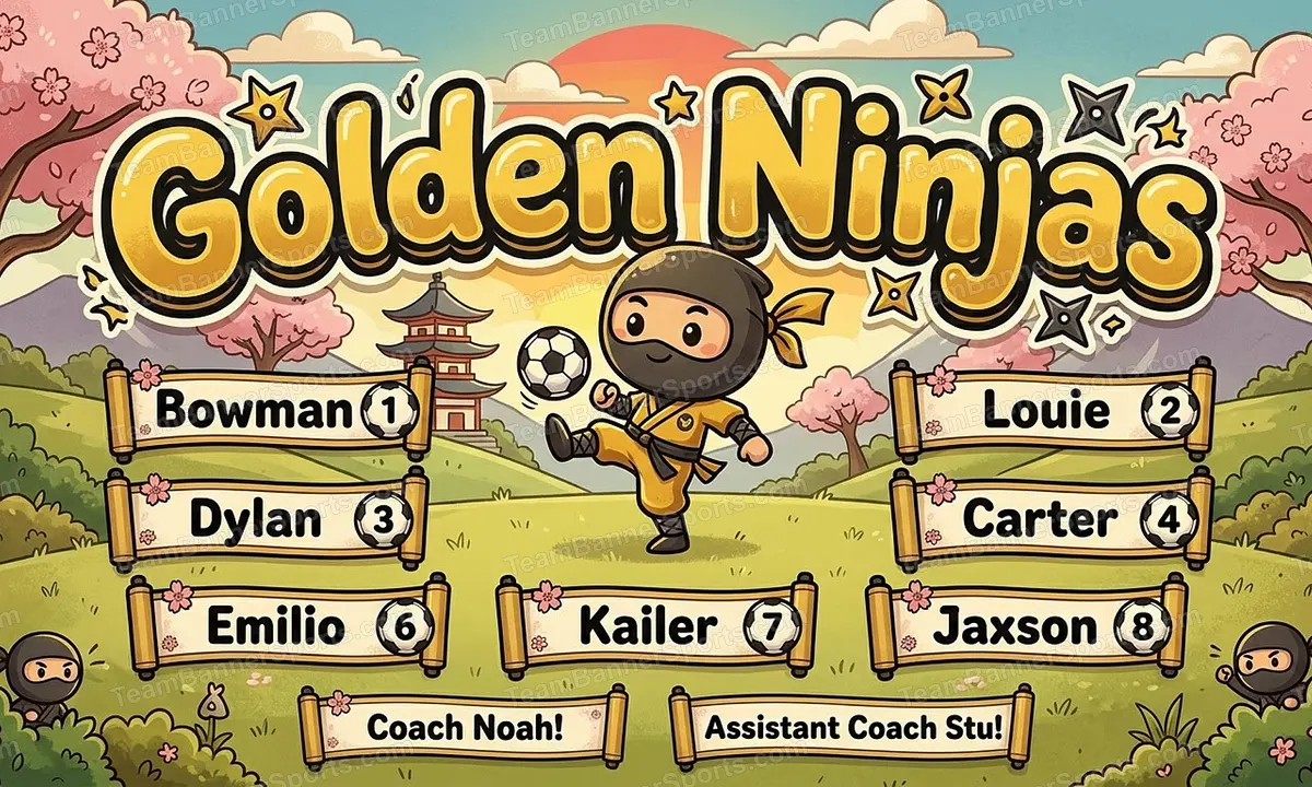 Golden Ninjas soccer team banner created with AI