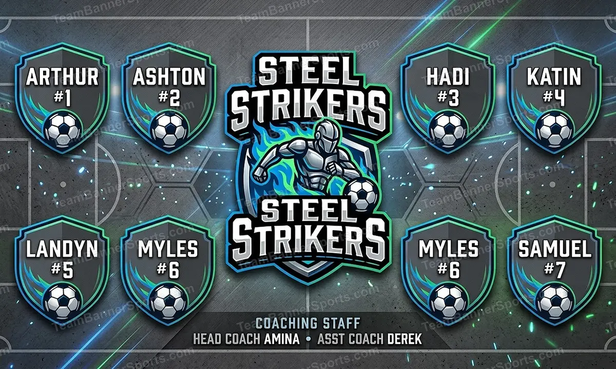 Steel Strikers soccer team banner created with AI