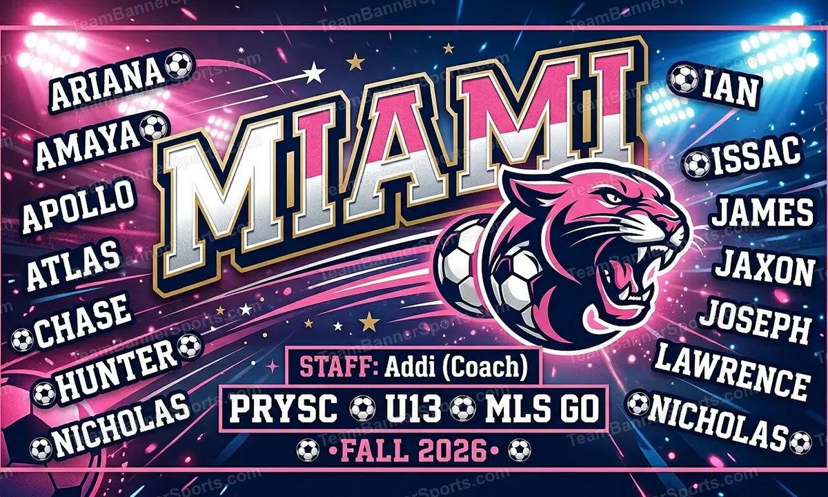 Miami soccer team banner created with AI