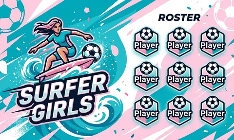 Surfer Girls Soccer AI image template