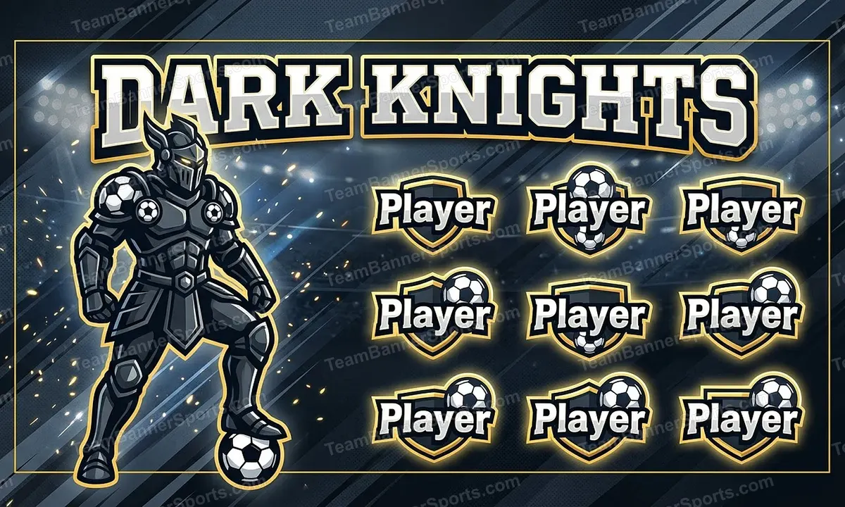 Dark Knights soccer team banner created with AI