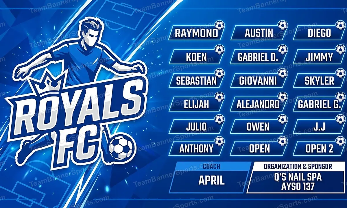 Royals FC soccer team banner created with AI