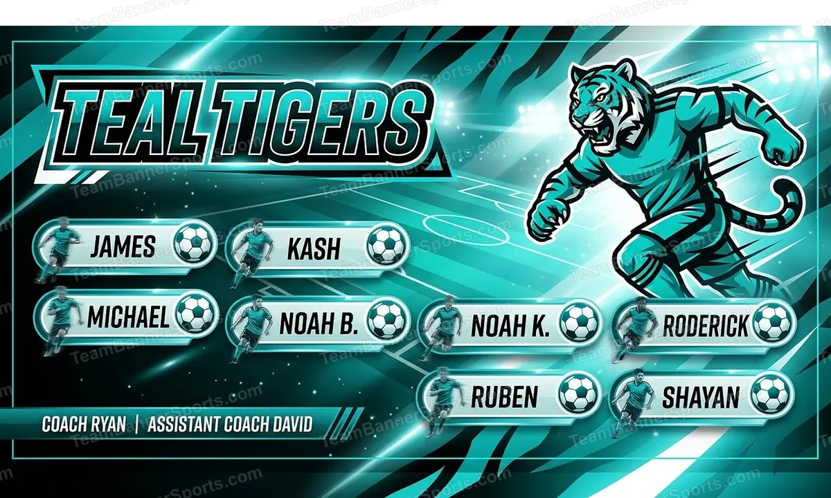 Teal Tigers soccer team banner created with AI