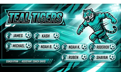 Teal Tigers Soccer AI image template