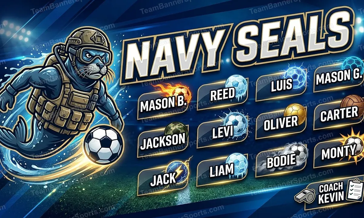 Navy Seals soccer team banner created with AI