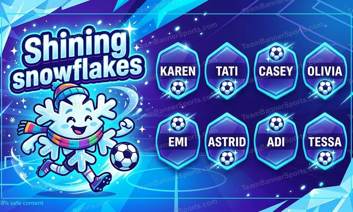 Shining snowflakes soccer team banner created with AI
