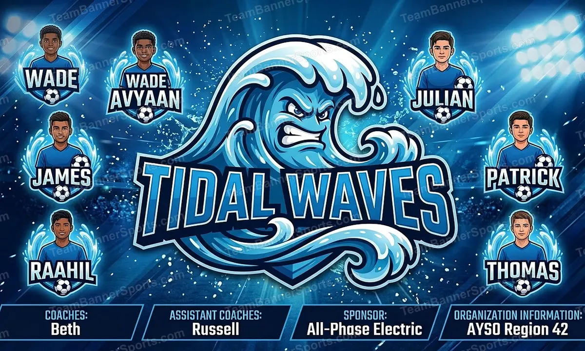 Tidal Waves soccer team banner created with AI