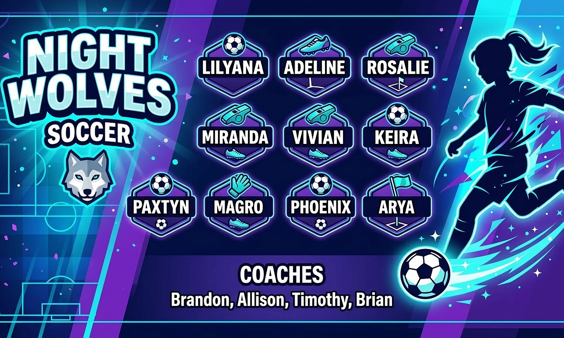 night wolves soccer team banner created with AI