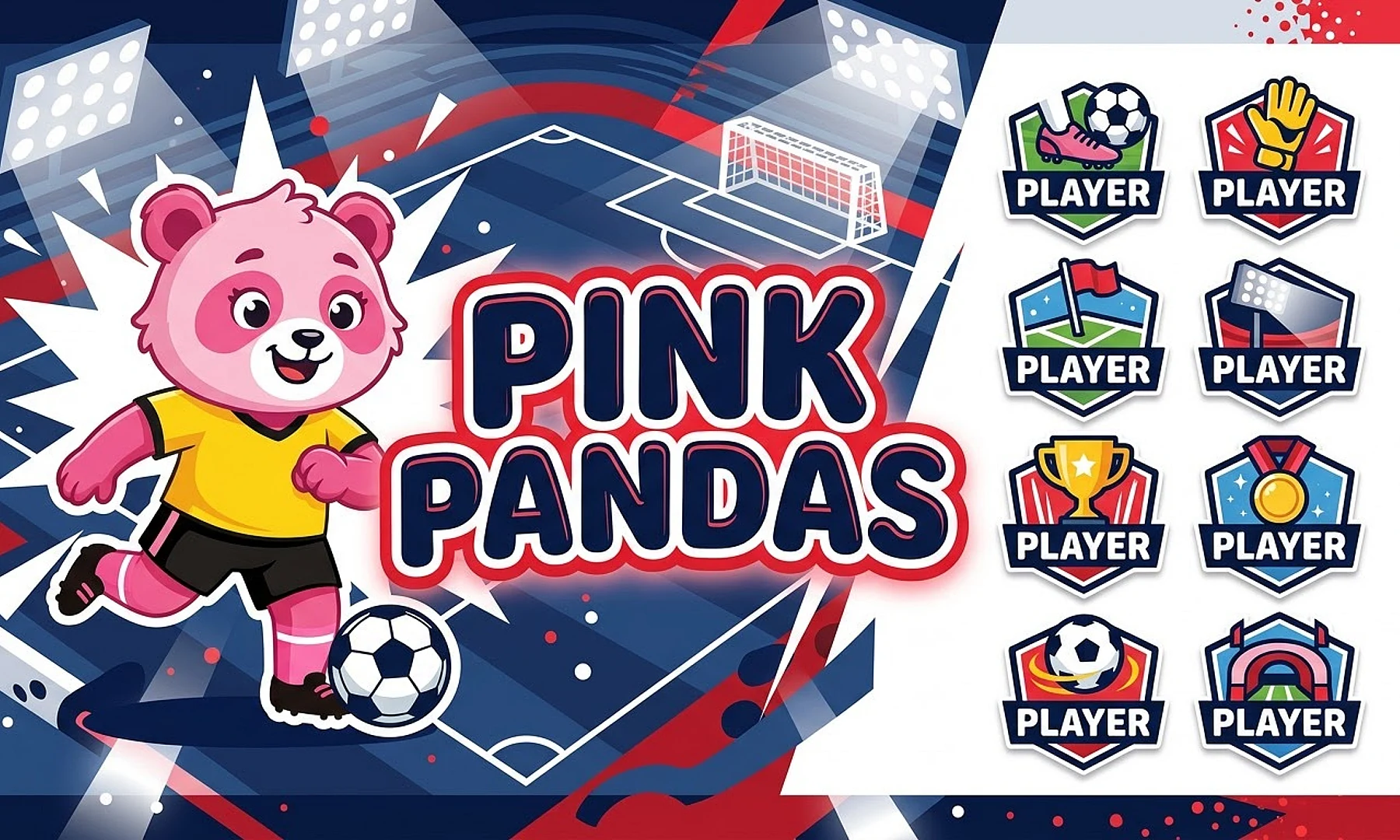 Pink Pandas soccer team banner created with AI